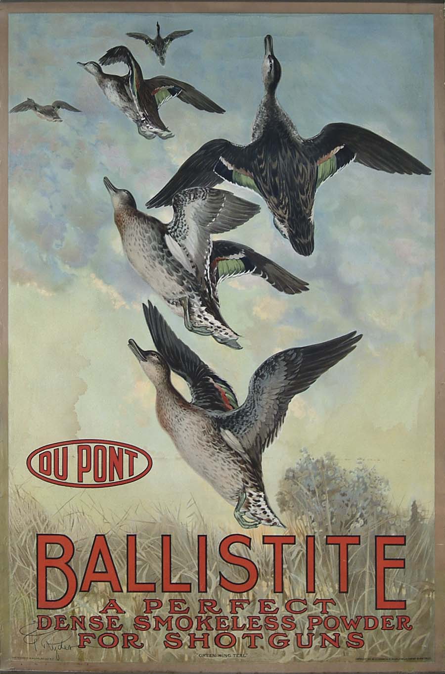 Appraisal: FABULOUS DUPONT BALLISTITE POWDER ADVERTISING POSTER Great poster by E