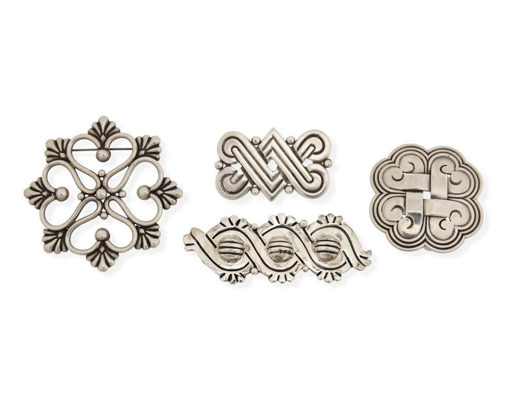 Appraisal: A group of H ctor Aguilar silver brooches - and