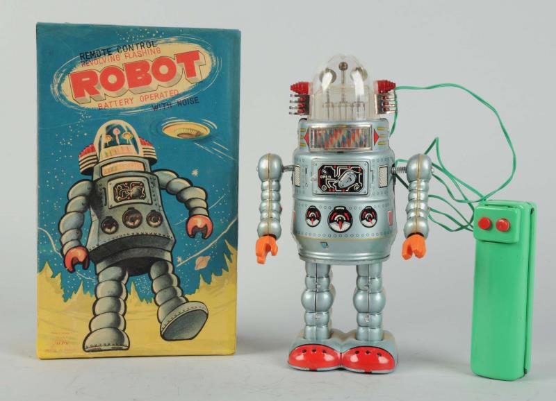 Appraisal: Japanese Battery - Operated Tin Litho Door Robot In original