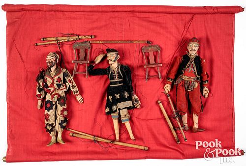 Appraisal: THREE MARIONETTE PERFORMER PUPPETSThree marionette performer puppets with intricate carved