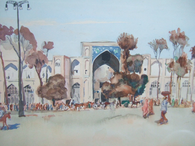 Appraisal: Y Nahapetian mid th century Street scene Isfahan watercolour signed