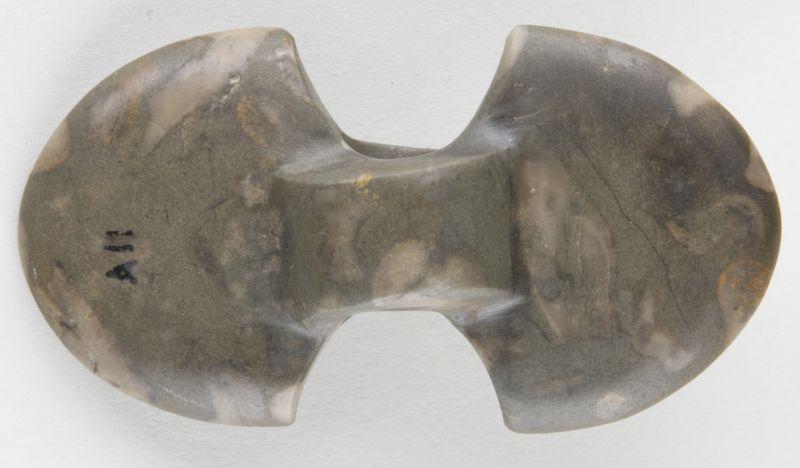 Appraisal: Archaic Indian Winged Bannerstone highly polished olive stone with lighter