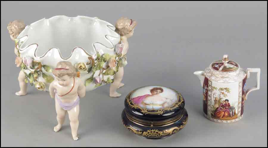 Appraisal: MEISSEN PORCELAIN TEAPOT Bearing gilt and painted floral and figural