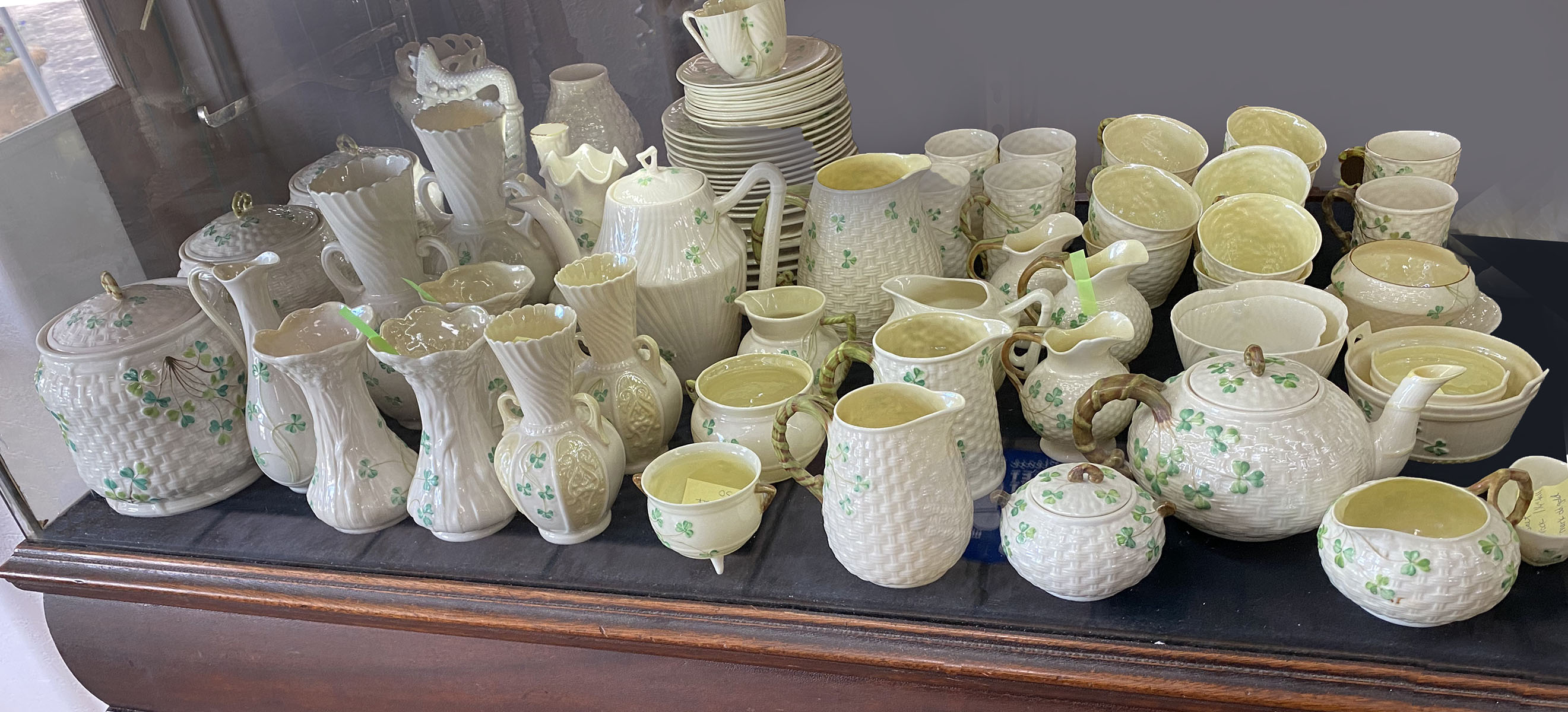 Appraisal: SHAMROCK'' BELLEEK APPROX PIECES A variety of pieces in this