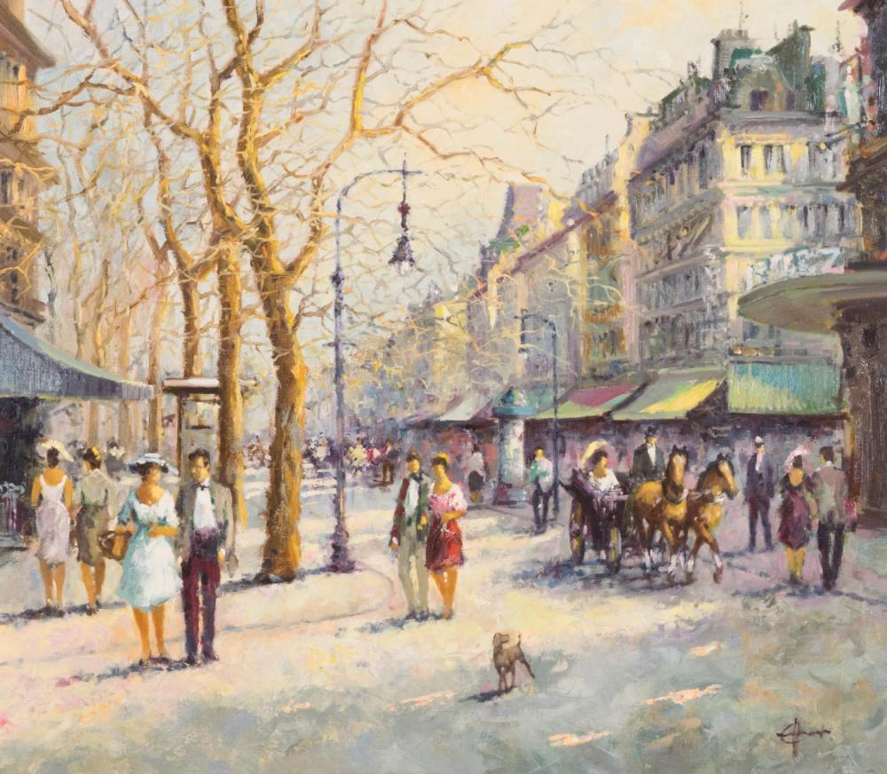 Appraisal: EFFNER Germany born oil on canvas city street scene in