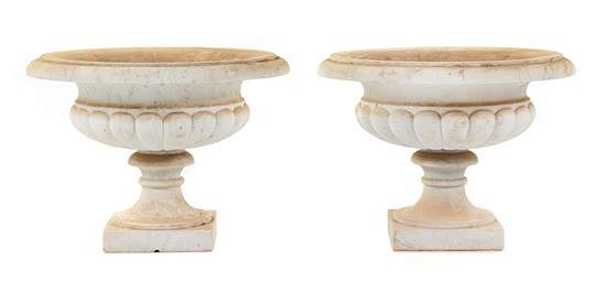 Appraisal: A Pair of Italian Style Marble Urns Height x width