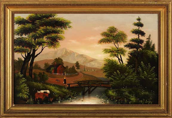 Appraisal: R H F Lovejoy American th Century Pastoral Scene oil