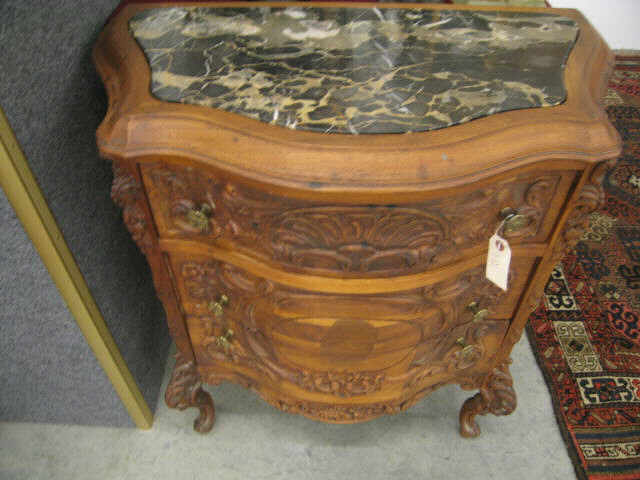 Appraisal: French Carved Marble Top Commode triple drawer