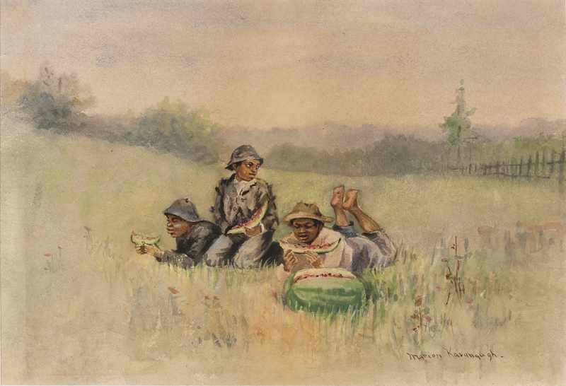 Appraisal: The Watermelon Boys after Winslow Homer watercolor on paper sight