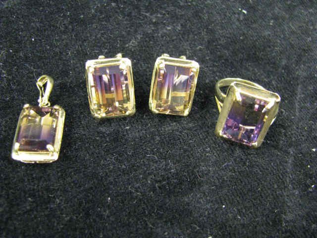 Appraisal: Ametrine Jewelry Suite carats total in pierced clip earrings pendant