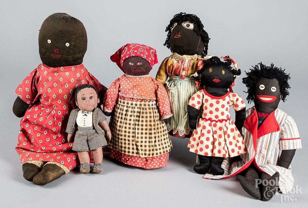 Appraisal: Four Black Americana cloth dolls th c Four Black Americana