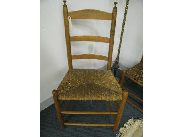 Appraisal: th Century Ladderback Chair rush seat