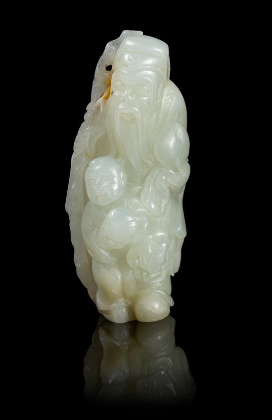 Appraisal: Sale Lot A Celadon Jade Figural Group the pale celadon