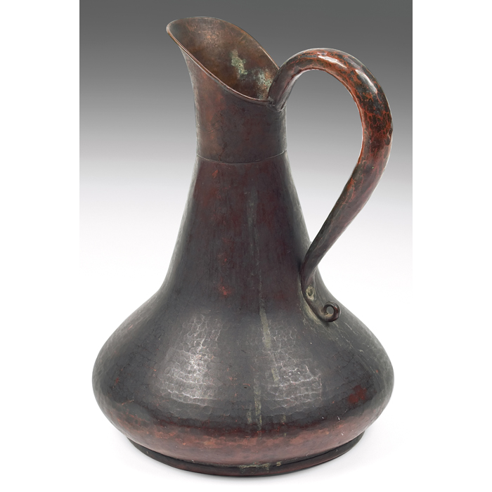 Appraisal: Stickley Brothers pitcher in hammered copper with a single handle