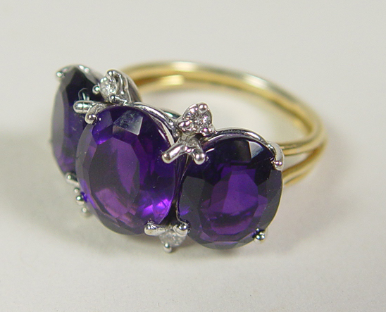 Appraisal: Ladies Amethyst Diamond Ring k yellow gold with handmade mount