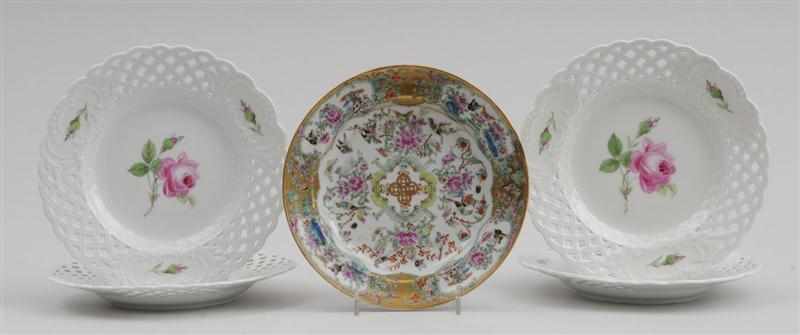 Appraisal: SET OF FOUR MEISSEN PORCELAIN RETICULATED DESSERT PLATES AND A