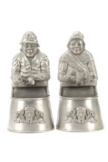 Appraisal: Pair French Pewter Figural Salt Boxes French late th early