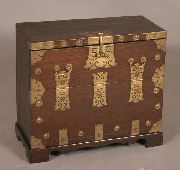 Appraisal: Small oriental trunk chest single hinged door opens top and