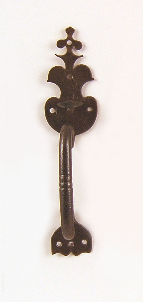 Appraisal: Pennsylvania wrought iron thumb latch with ornately scalloped back plate