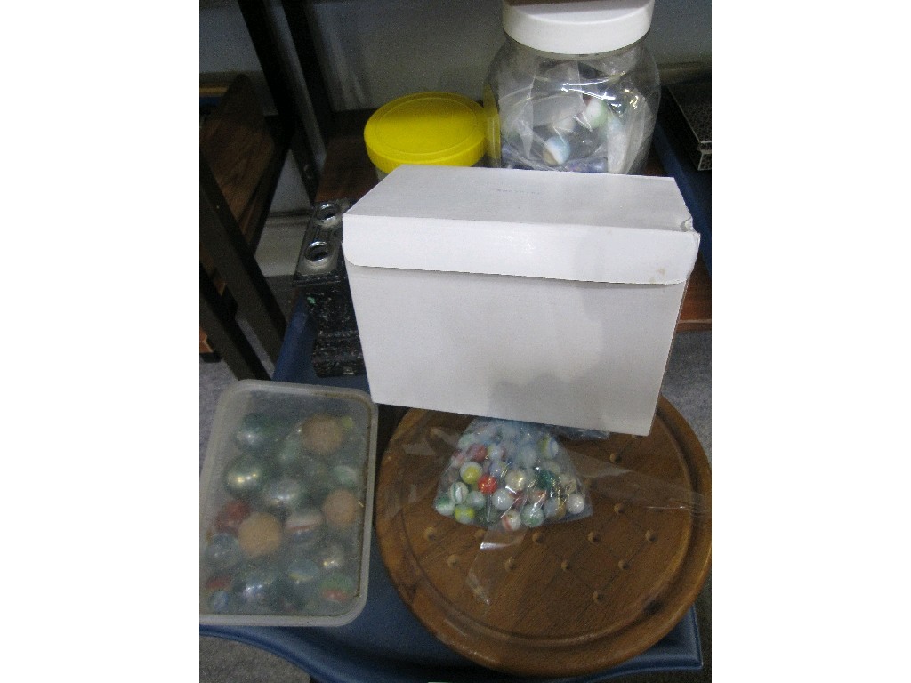 Appraisal: Tray lot - solitaire board marbles and a camera etc