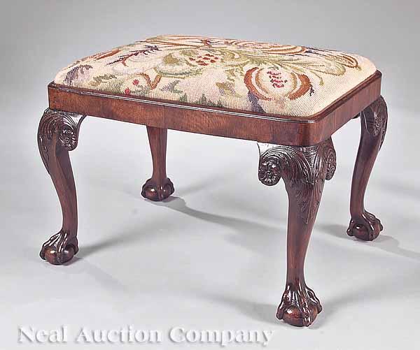 Appraisal: A George III-Style Carved Mahogany Stool late th c having