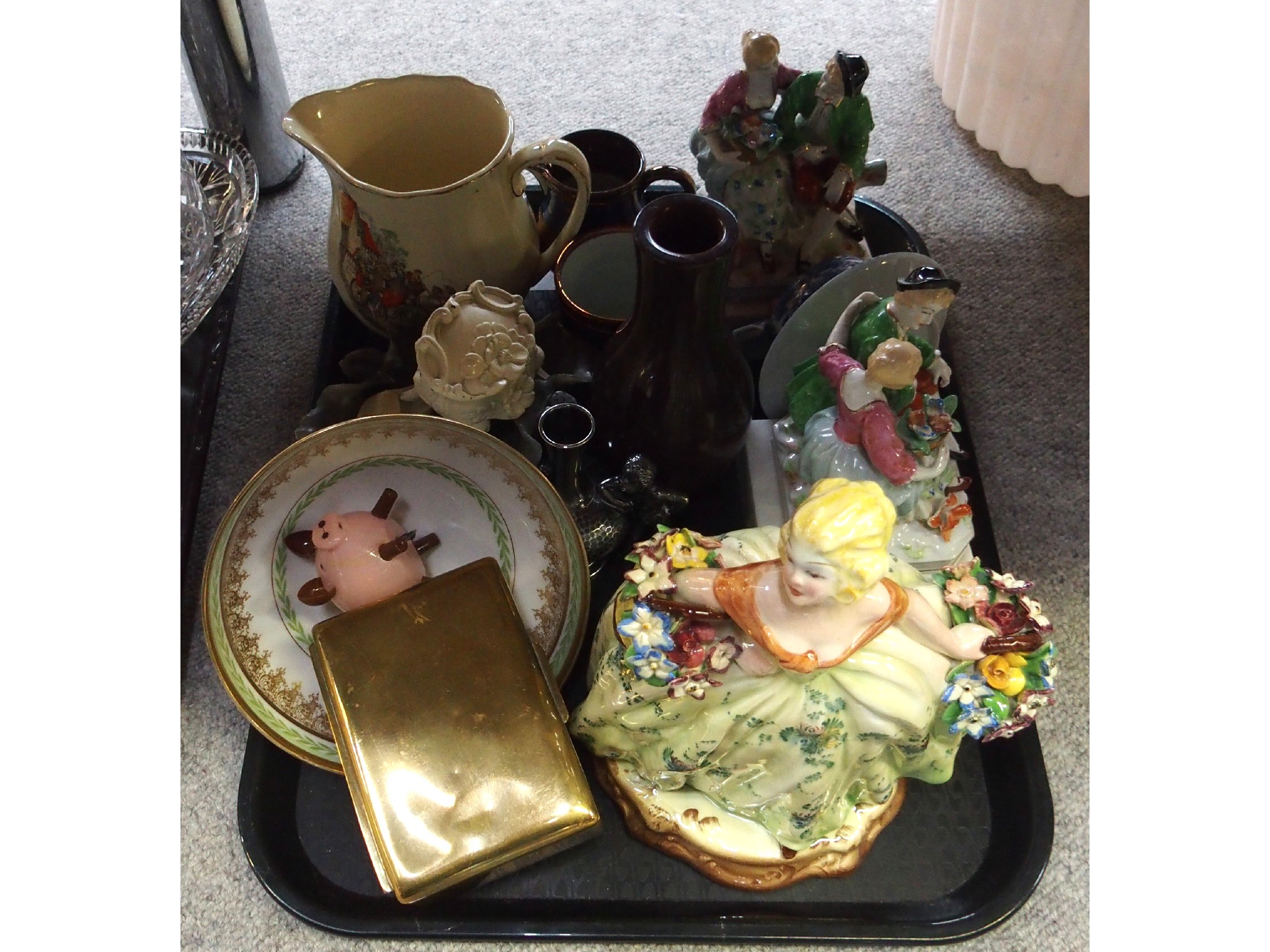 Appraisal: Tray lot comprising various cut glass two cloisonne bud vases