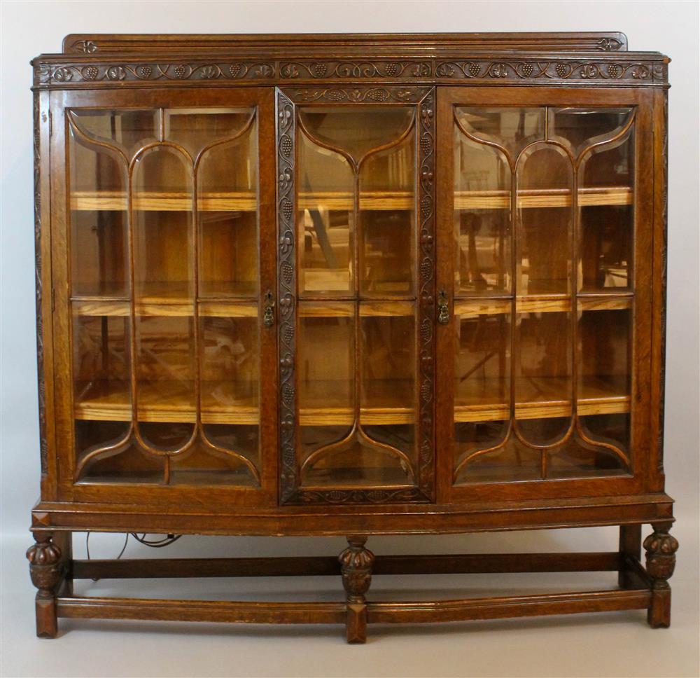 Appraisal: ENGLISH RENAISSANCE REVIVAL CARVED OAK BOOKCASE having a backsplash with