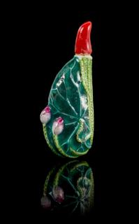 Appraisal: A Molded Porcelain 'Lotus Leaf' Snuff Bottle A Molded Porcelain