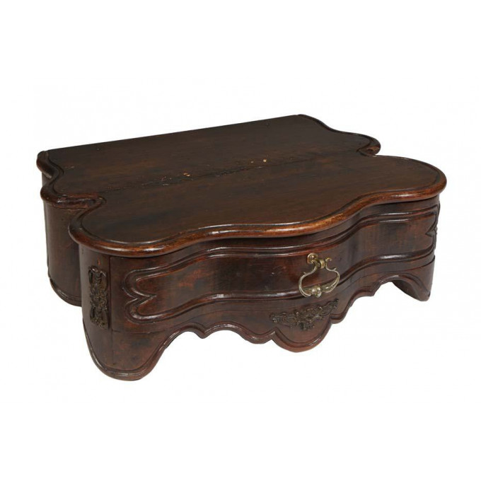 Appraisal: Unusual Continental Carved Mahogany Jewelry Box early th c the