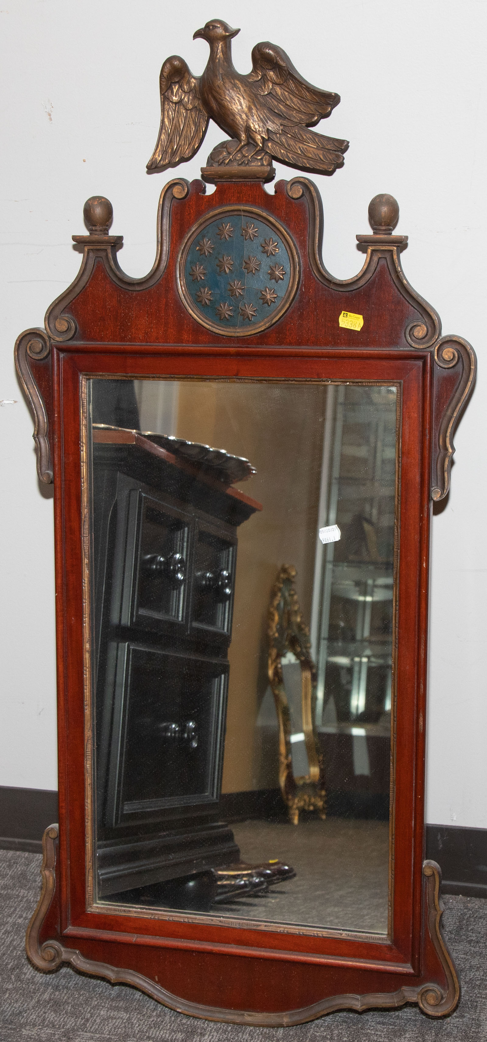 Appraisal: CHIPPENDALE STYLE EARLY AMERICAN MIRROR Circa with manufacturer's label on