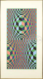 Appraisal: VICTOR VASARELY French - TWO OP-ART SCREEN PRINTS Untitled with