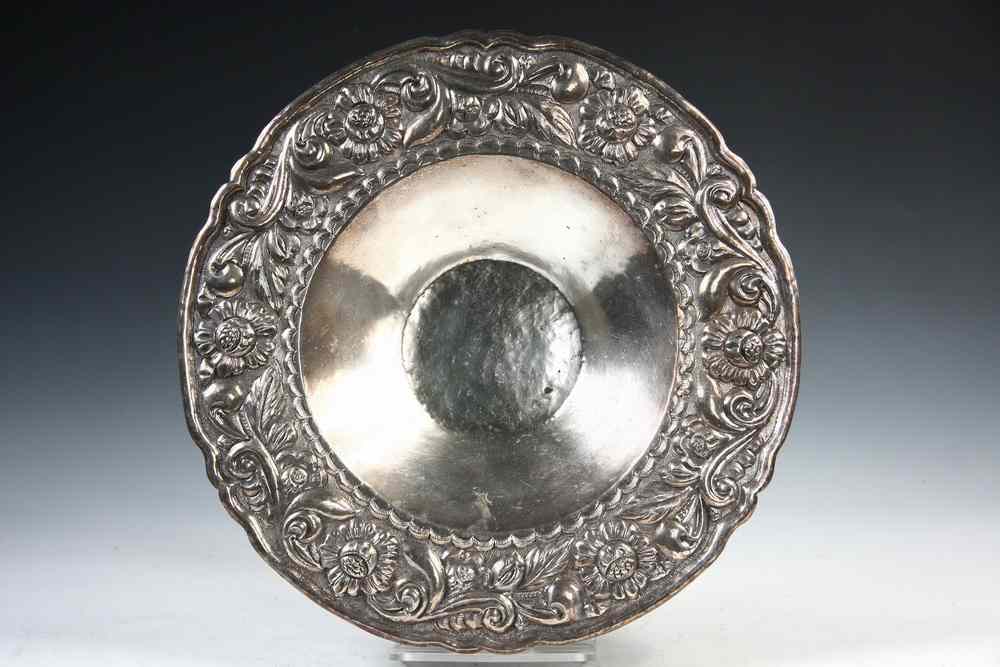 Appraisal: PERUVIAN SILVER CENTER BOWL - Hand-Hammered Peruvian Silver Center Bowl