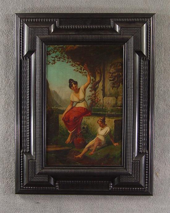 Appraisal: Pair of European Classical Scenes Oil on canvas Both with