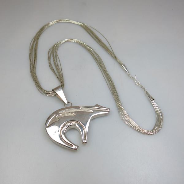 Appraisal: West Coast Sterling Silver Bear Fetish Pendant suspended on a