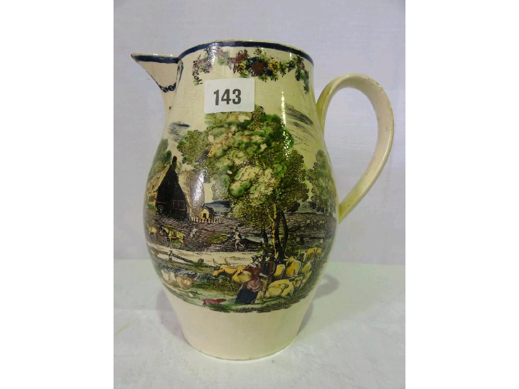 Appraisal: A late th century creamware jug with printed and infilled