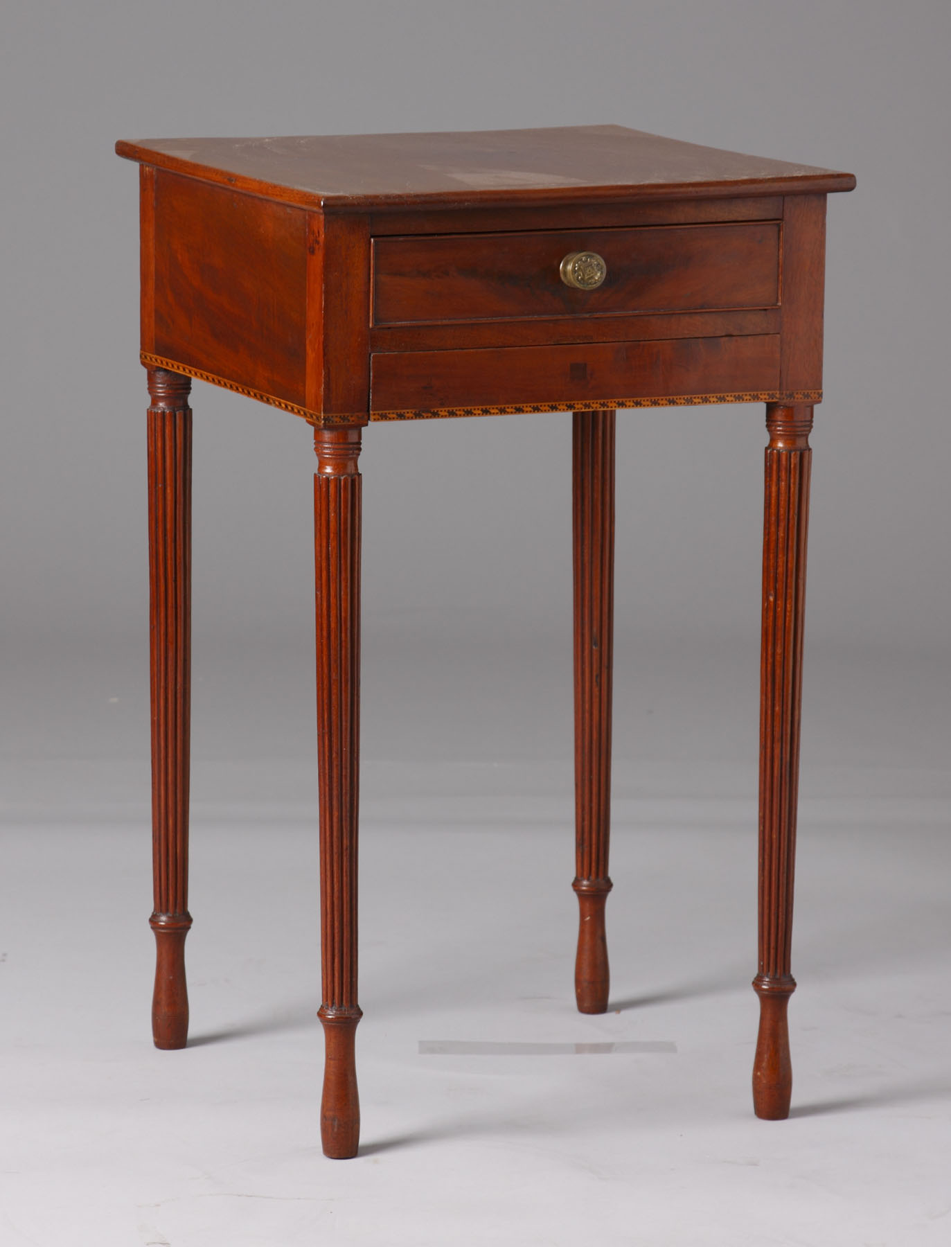 Appraisal: Sheraton Inlaid Mahogany Drawer Stand C possibly NY Tapered fluted