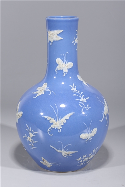 Appraisal: Chinese clair de lune porcelain vase with insects and flowers