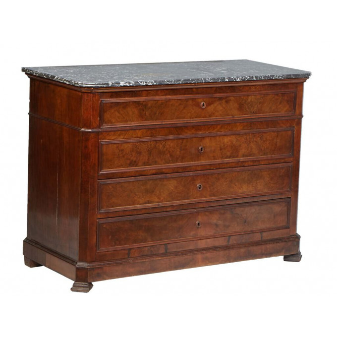 Appraisal: French Louis Philippe Carved Walnut Marble Top Secretary Commode th