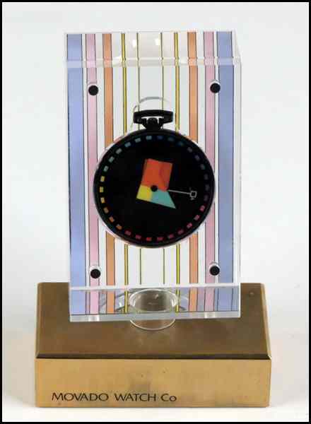 Appraisal: YAACOV AGAM FOR MOVADO WATCH CO ACRYLIC DESK CLOCK Comprising