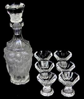 Appraisal: STYLE OF R LALIQUE CRYSTAL DECANTER SET R Lalique crystal