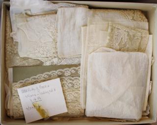 Appraisal: Group Of Antique Lace Veils Fragments And Cape Incl Black