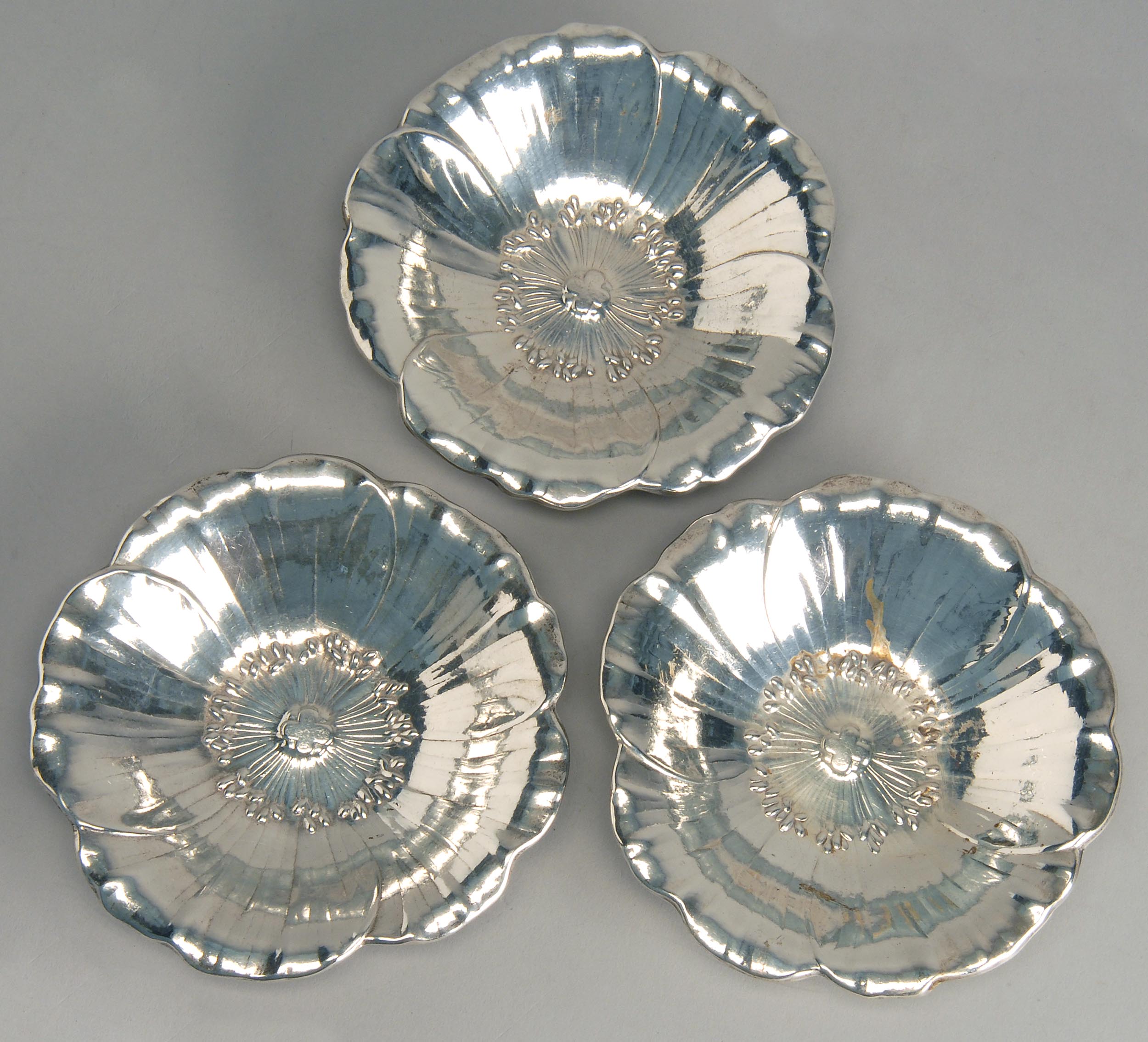 Appraisal: THREE STERLING SILVER CANDY DISHES BY OLD NEWBURY CRAFTERS In