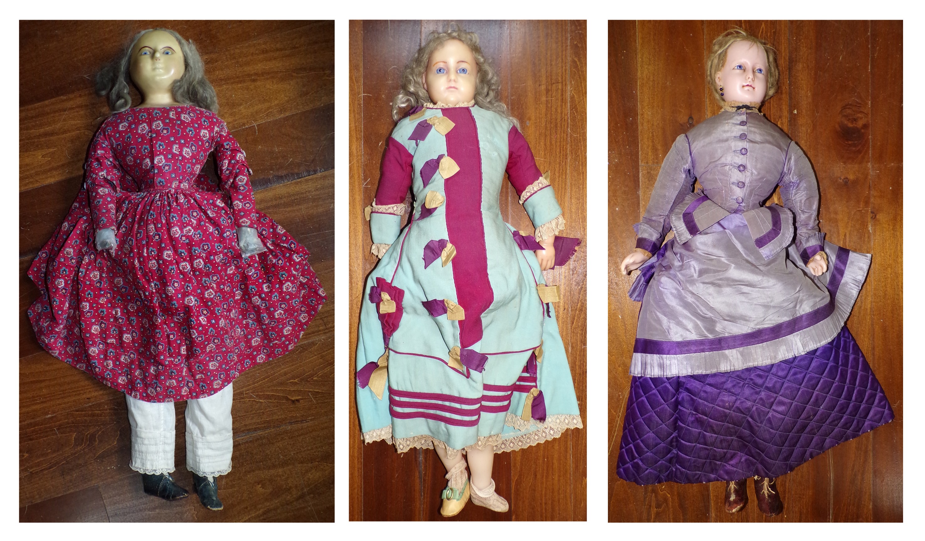 Appraisal: Wax over papier mache head dolls- with wax arms and