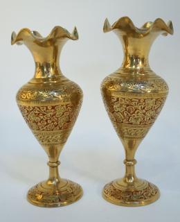 Appraisal: Pair Of Garniture Vases Pair Of Garniture Vases Engraved with