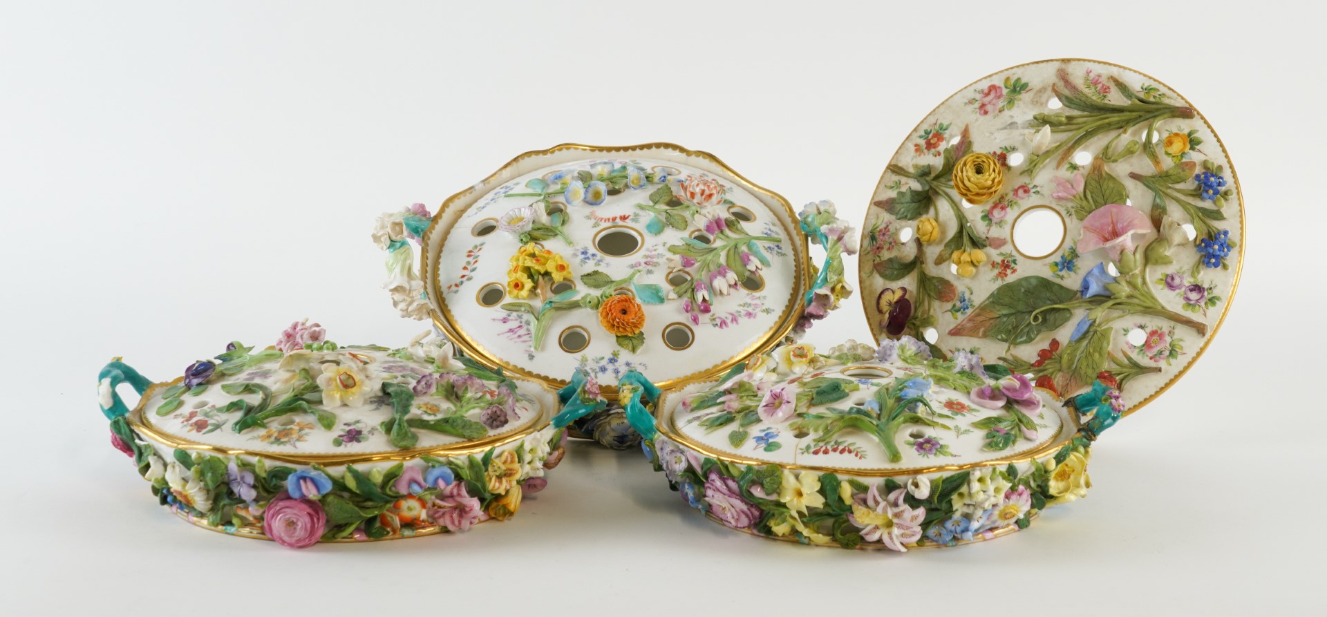 Appraisal: A PAIR OF MINTON POT POURRI BOWLS AND COVERS Circa