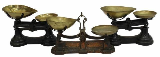 Appraisal: lot of English brass and cast iron balance scales late