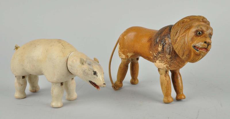 Appraisal: Lot Of Schoenhut Wooden Animal Figures One polar bear and