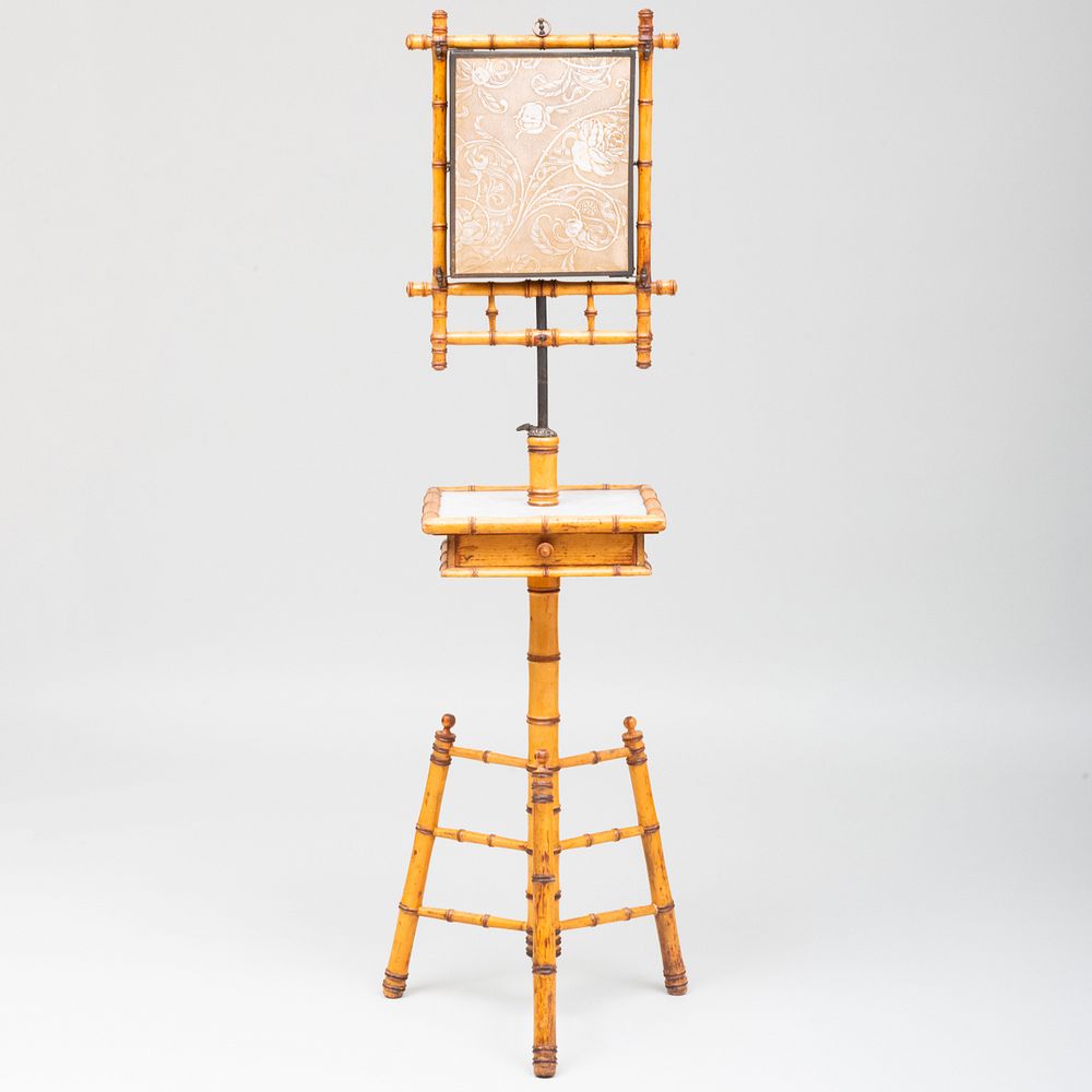 Appraisal: Faux Bamboo Marble Top Shaving Stand The upper section fitted