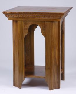 Appraisal: Gothic inspired side table h Gothic inspired table the square