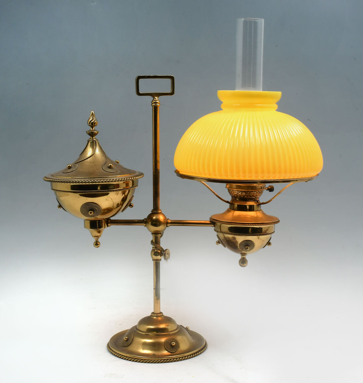 Appraisal: BRASS STUDENT LAMP Brass student lamp having a yellow ribbed